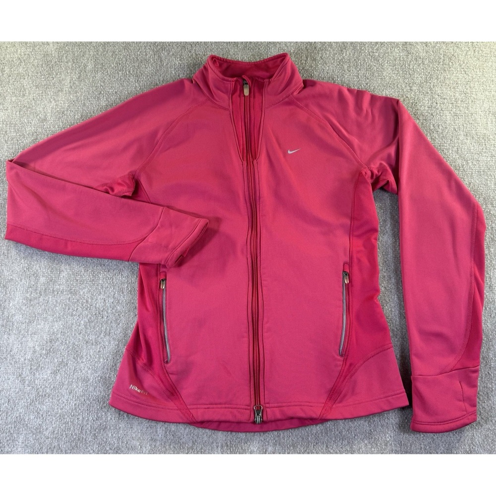 Nike Fit Dry Womens Full-Zip Thermal Fleece Magenta Pink Mock Neck Sz M